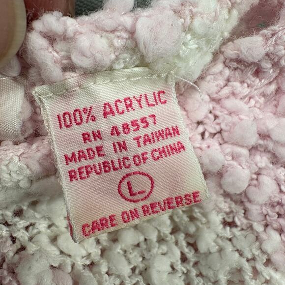 Junior Connection by Mervyn’s Pink Striped Bouclé Knit Top Size Large - Picture 7 of 10